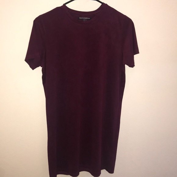 Brandy Melville Burgundy Microsuede T-Shirt Dress Size One Size - Picture 2 of 8
